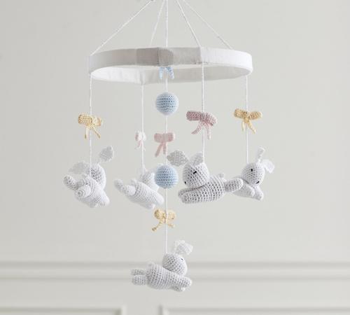 AERIN Knit Bunny Musical Baby Crib Mobile