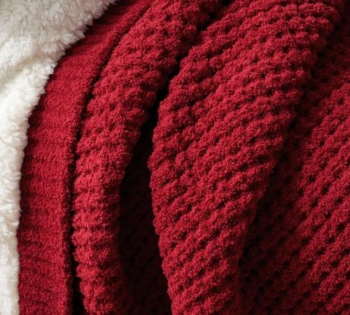 Chenille Waffle Sherpa Back Throw