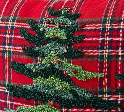 Elliot Tree Plaid Embroidered Pillow