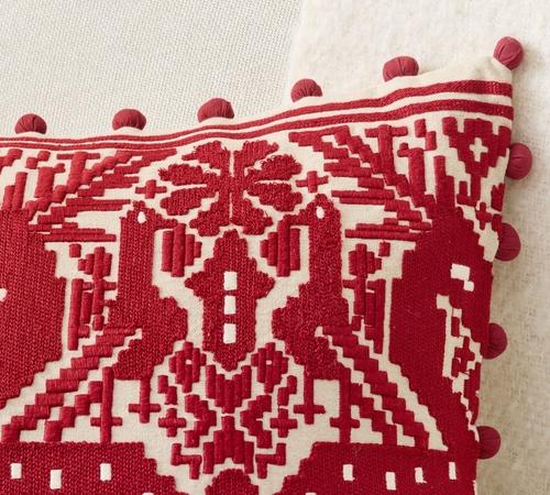 Reindeer Embroidered Lumbar Pillow