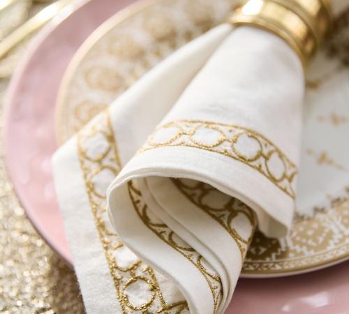 Gold Tile Cotton/Linen Napkins - Set of 4