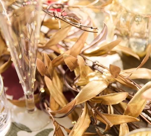 Faux Lit Gold Olive Garland