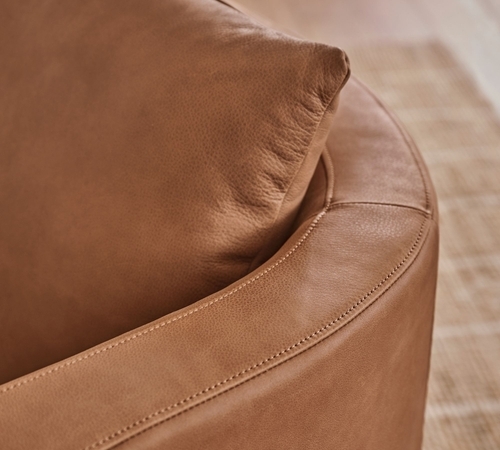 Ayden Barrel Back Leather Swivel Armchair