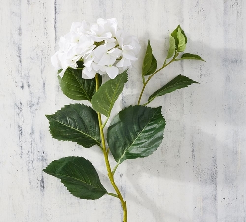 Faux Hydrangea Stem-White