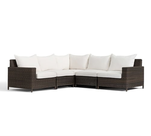 Torrey All-Weather Wicker 5-Piece Square Arm Sectional, Espresso