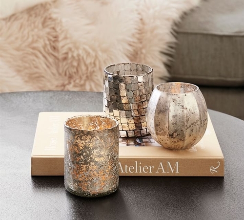 Oxidized Mercury Glass Votive Candleholders