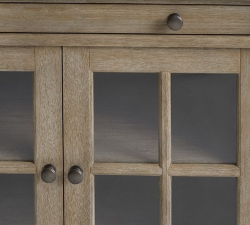 Livingston 35" Glass Door Cabinet with Top, Gray Wash