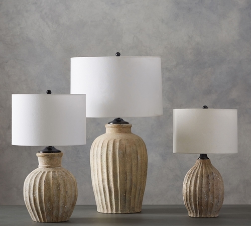 Anders Terra Cotta Table Lamp, Rustic White Base with Textured SS Gallery Elevated Shade, White