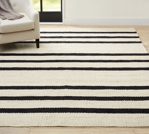 Danton Striped Jute Rug, 8 x 10', Natural/Black