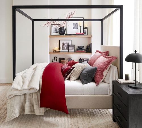 Atwell Metal Canopy Bed, Matte Black Finish