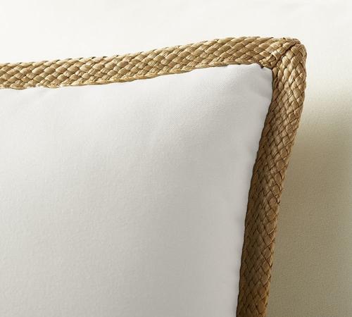 Faux Natural Fiber Trim Indoor-Outdoor Pillows