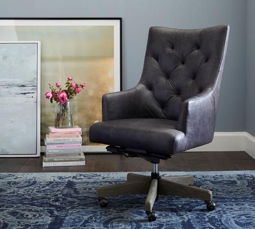 Radcliffe Tufted Leather Swivel Desk Chair