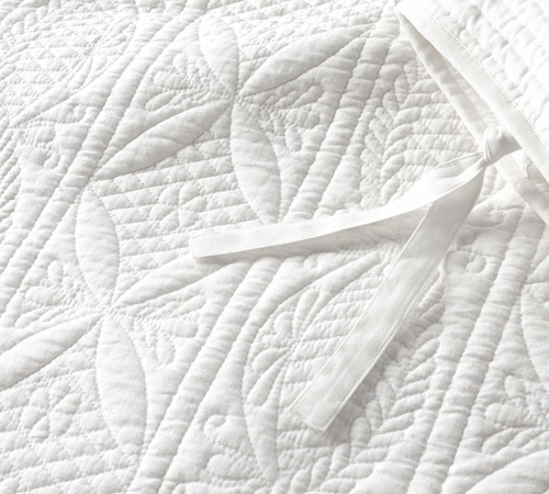 White Hanna Cotton-Linen Quilted Sham