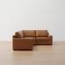Big Sur Square Arm Leather 3-Piece Sectional with Wedge