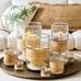 Palm Woven Rattan & Glass Hurricane Candleholder