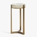 Cori 10 Inches Round Accent Table, Recycled Clear Glass Top - Brass Base