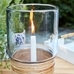 Palm Woven Rattan & Glass Hurricane Candleholder