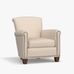 Irving Roll Arm Upholstered Armchair with Bronze Nailheads, Polyester Wrapped Cushions, Performance Everydaylinen™ Oatmeal