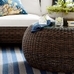 Torrey All-Weather Wicker Pouf Coffee Table With Glass