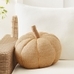 Pumpkin Shaped Indoor/Outdoor Pillow, 9" x 15" x 4", Natural