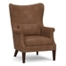 Champlain Wingback Leather Armchair, Polyester Wrapped Cushions, Statesville Toffee