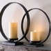 Malia Bronze Ring Pillar Candleholders