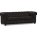Chesterfield Roll Arm Leather Deep Seat Grand Sofa 96", Polyester Wrapped Cushions, Vintage Midnight