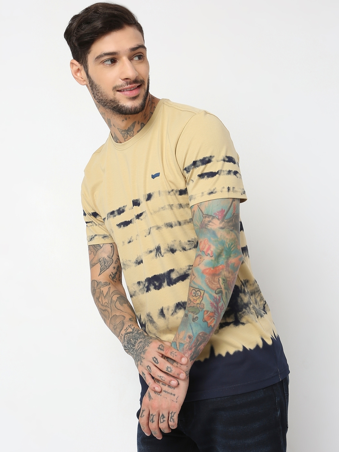 Slim Fit Half Sleeve Printed Cotton Lycra T-Shirt