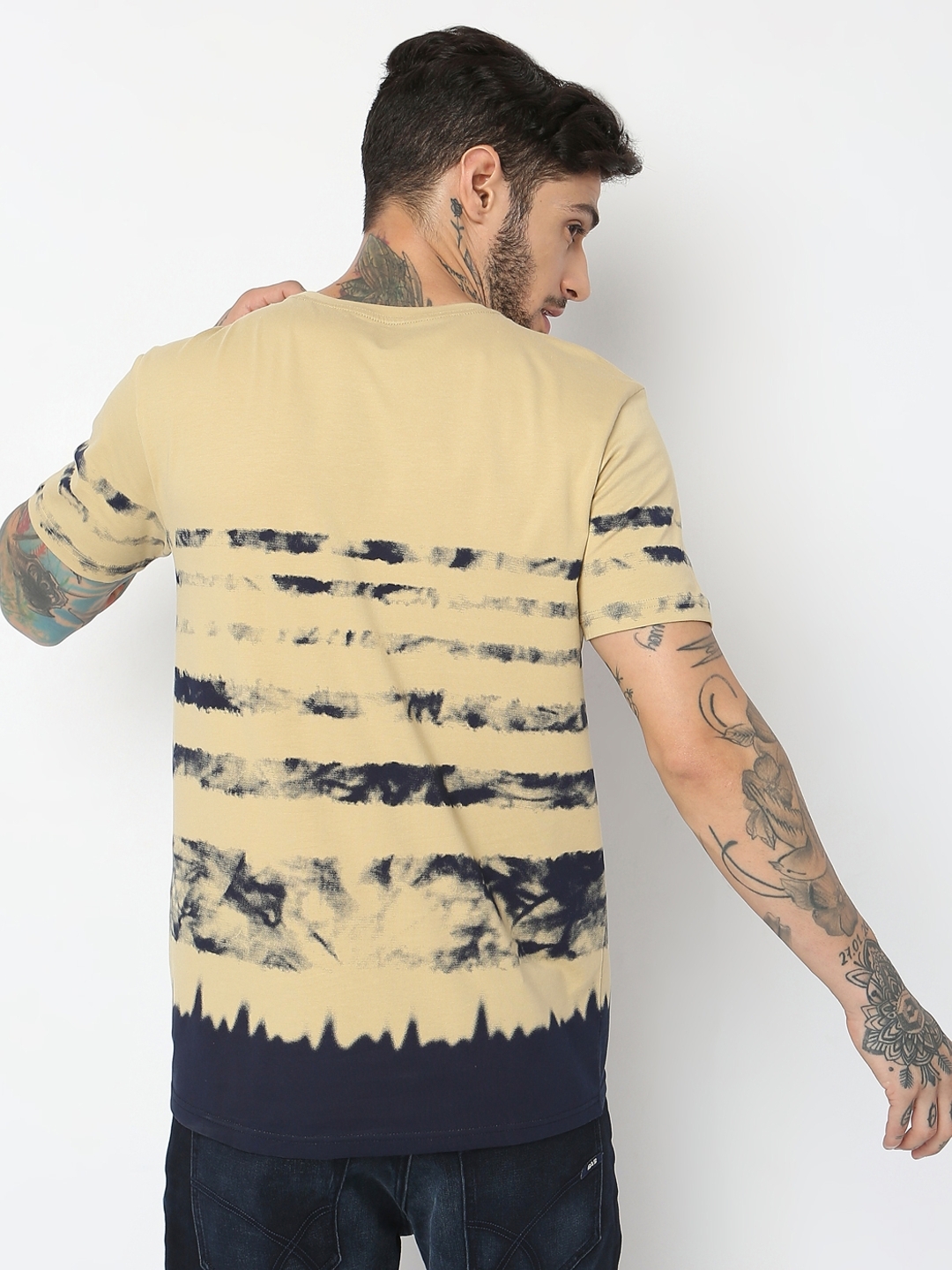 Slim Fit Half Sleeve Printed Cotton Lycra T-Shirt