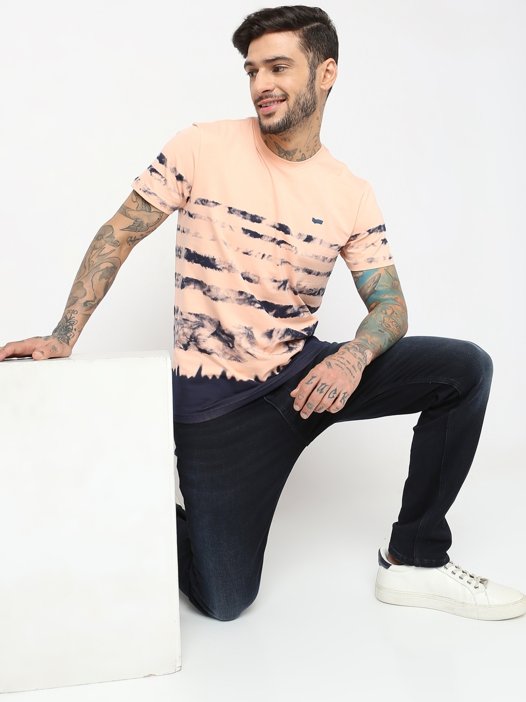 Slim Fit Half Sleeve Printed Cotton Lycra T-Shirt