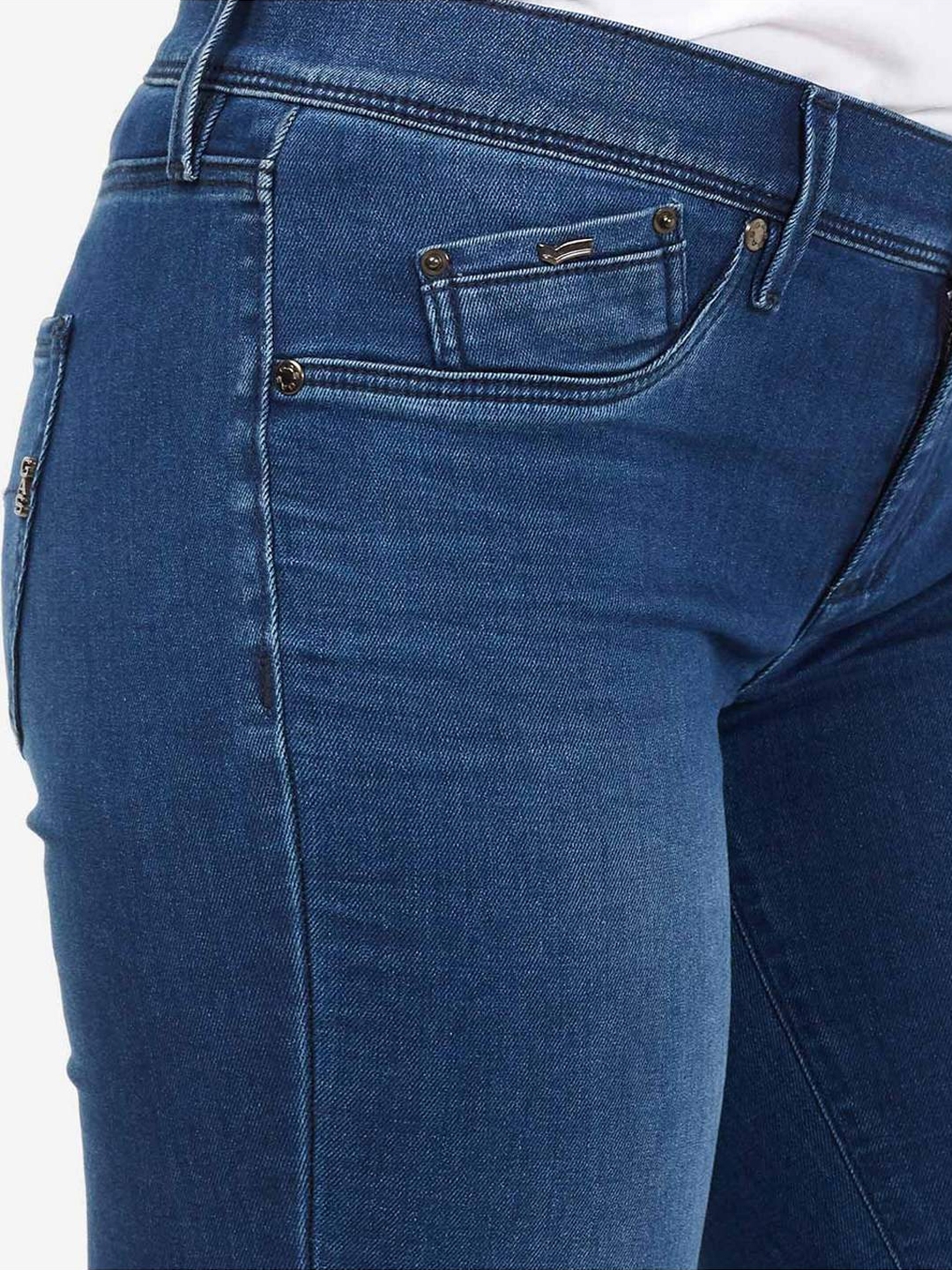 Women's skinny fit indigo mid wash Sumatra jeans