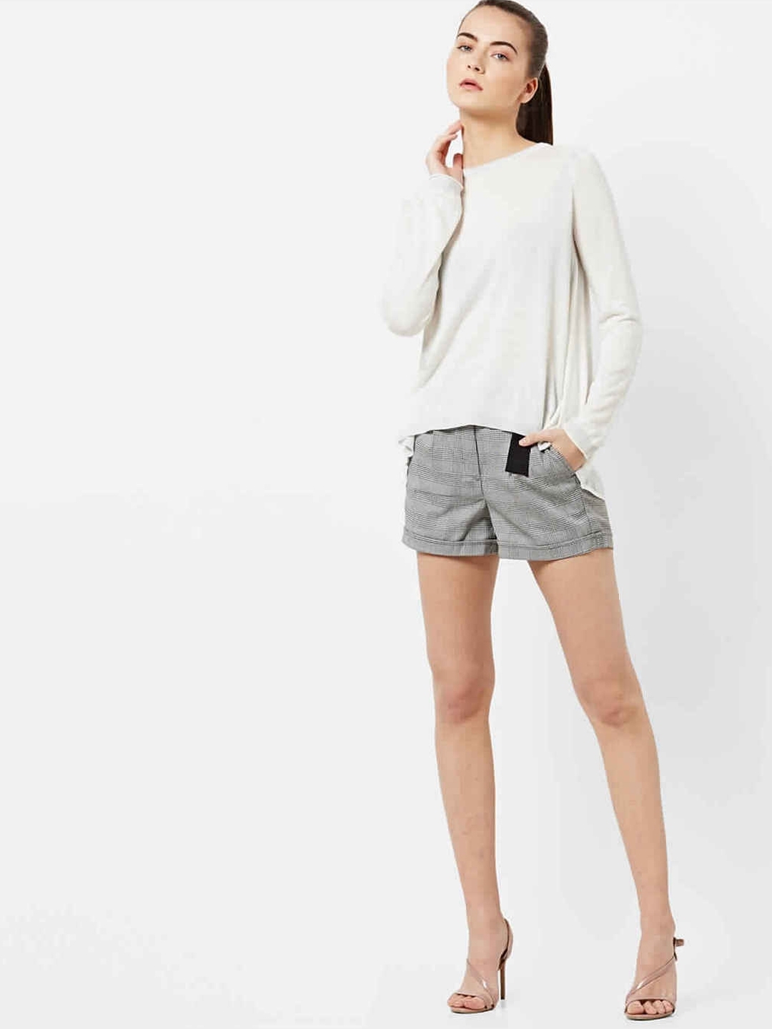 Round-Neck High-Low Pullover with Raglan Sleeves
