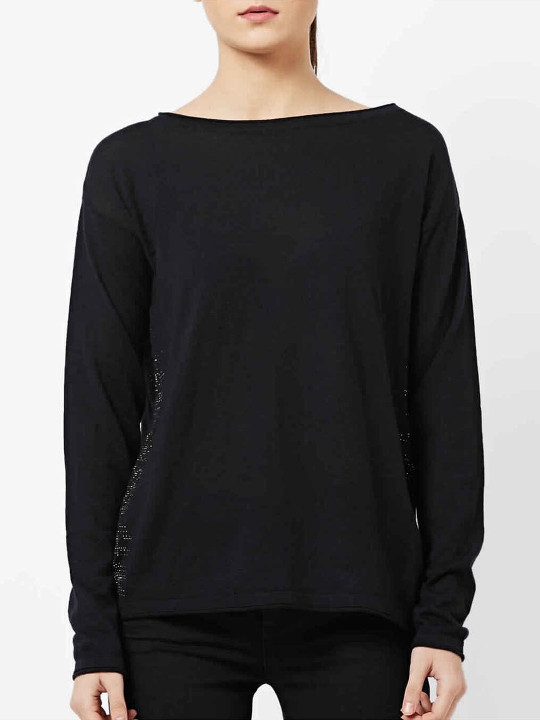 Heathered Boat-Neck Pullover