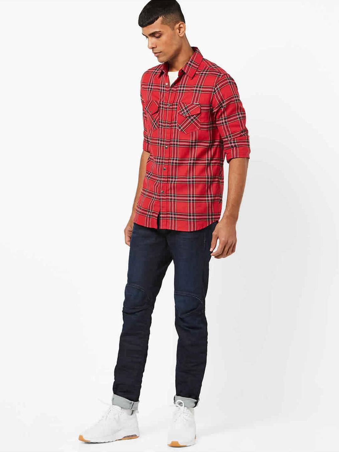 Men's Kant SS red checks shirt