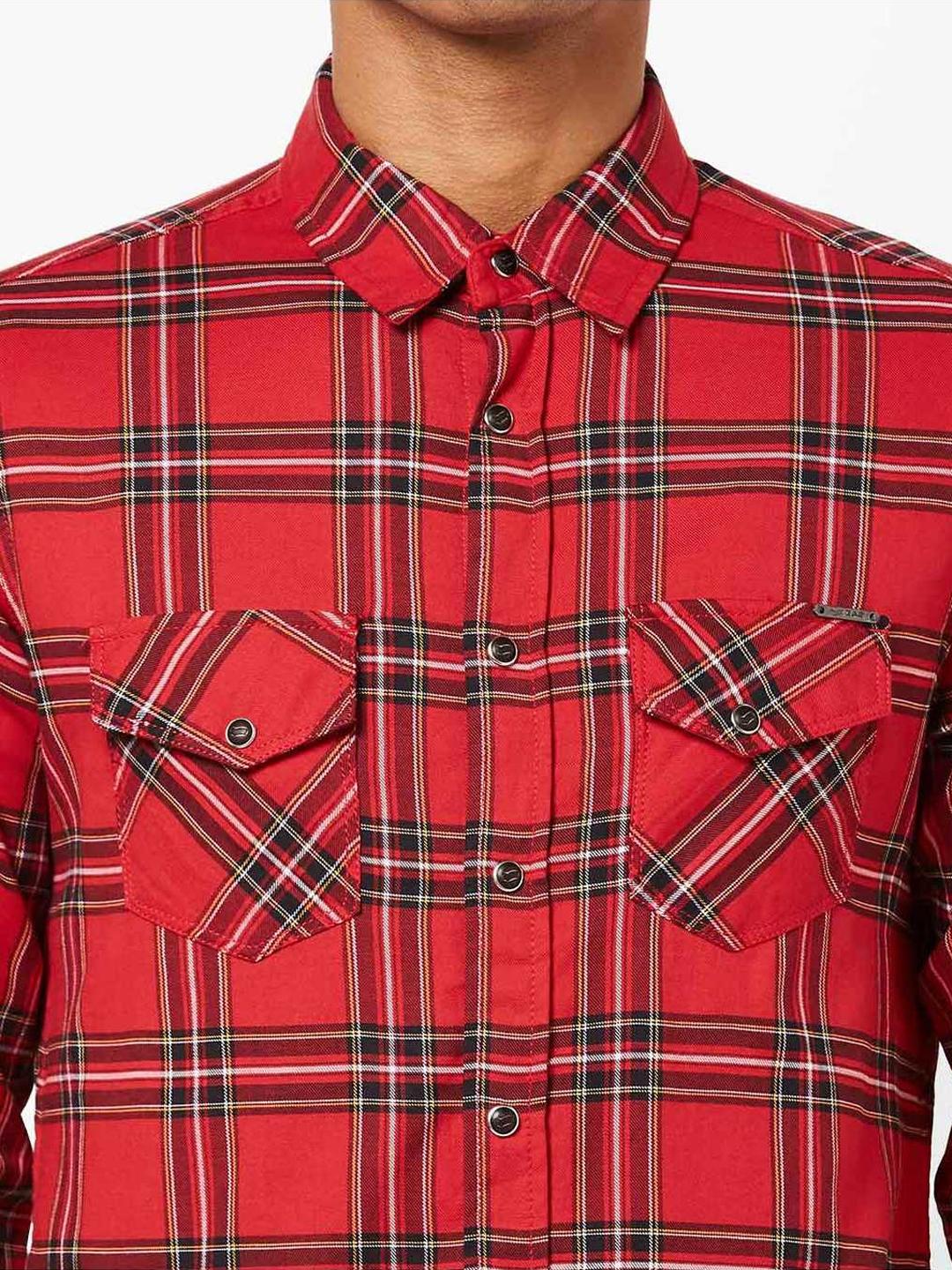 Men's Kant SS red checks shirt