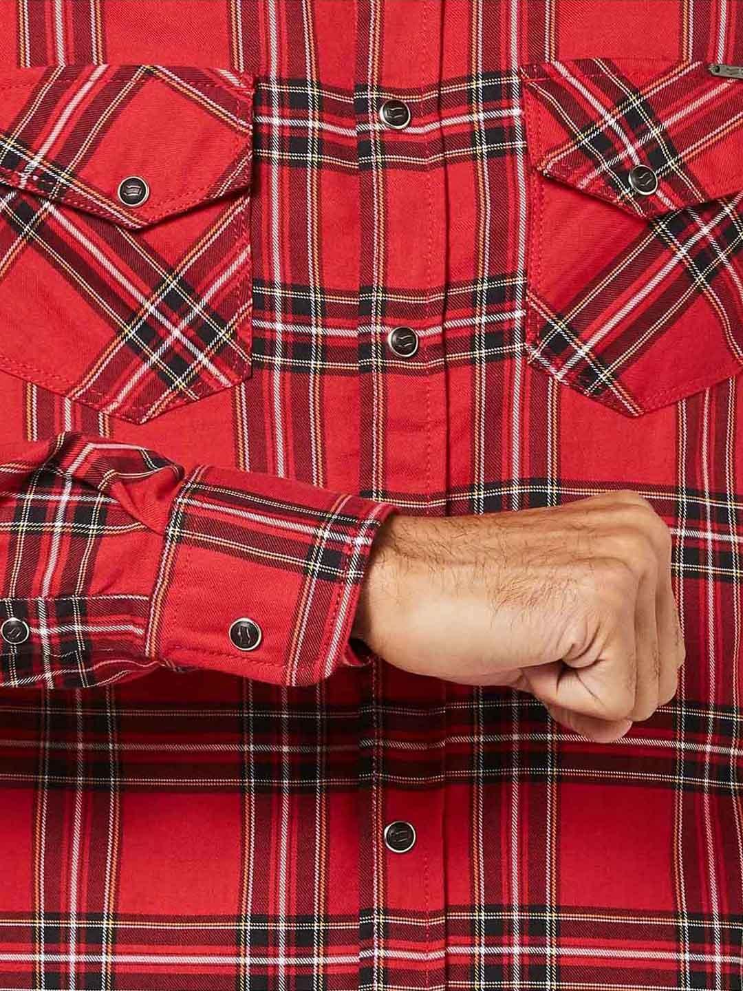 Men's Kant SS red checks shirt