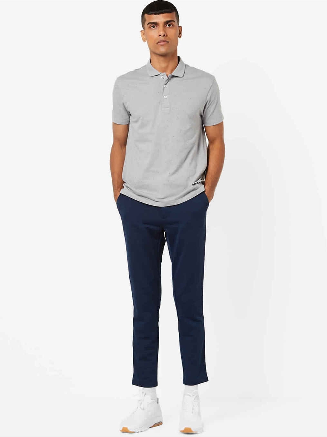 Speckled Slim Fit Polo T-shirt with Step Hem