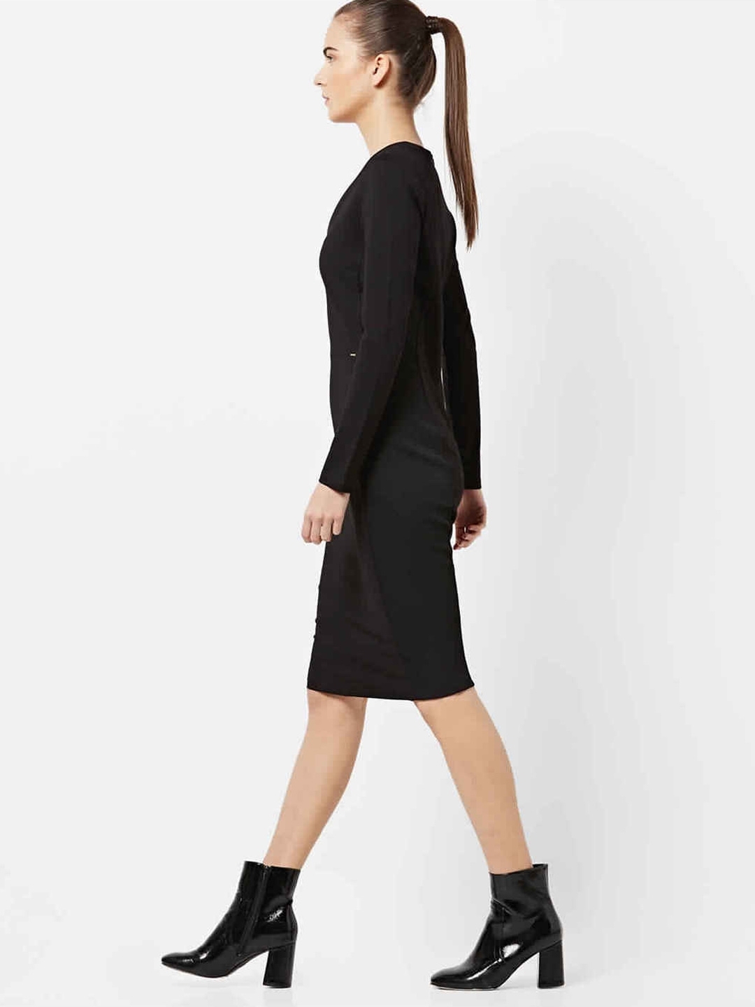 Herike Panelled Sheath Dress with Ribbed Neckline