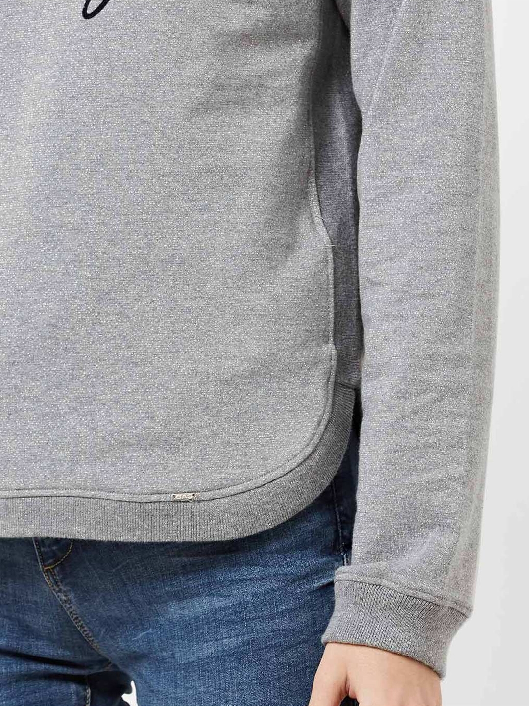Shimmery Sweatshirt with Drop-Shoulder Sleeves