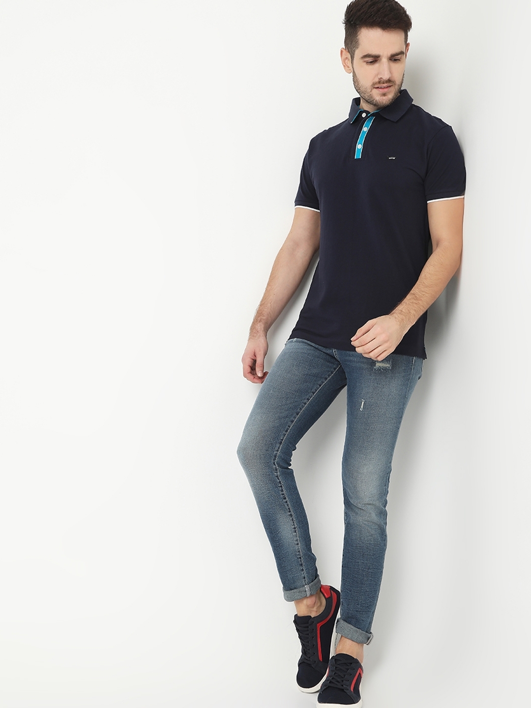 AGAP Slim Fit Polo T-shirt with Contrast Placket