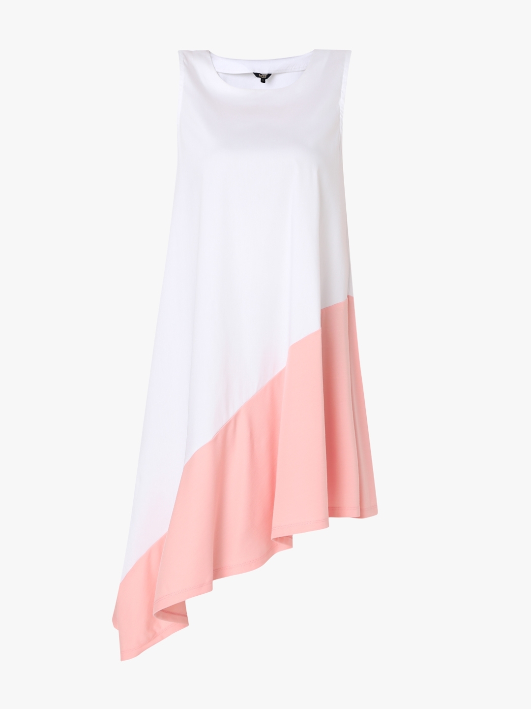 Colourblock A-line Dress with High-Low Hemline