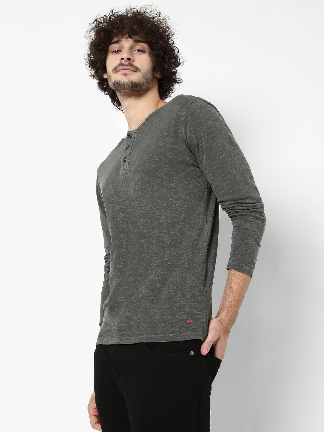 Heathered CPD Slim Fit Henley T-shirt