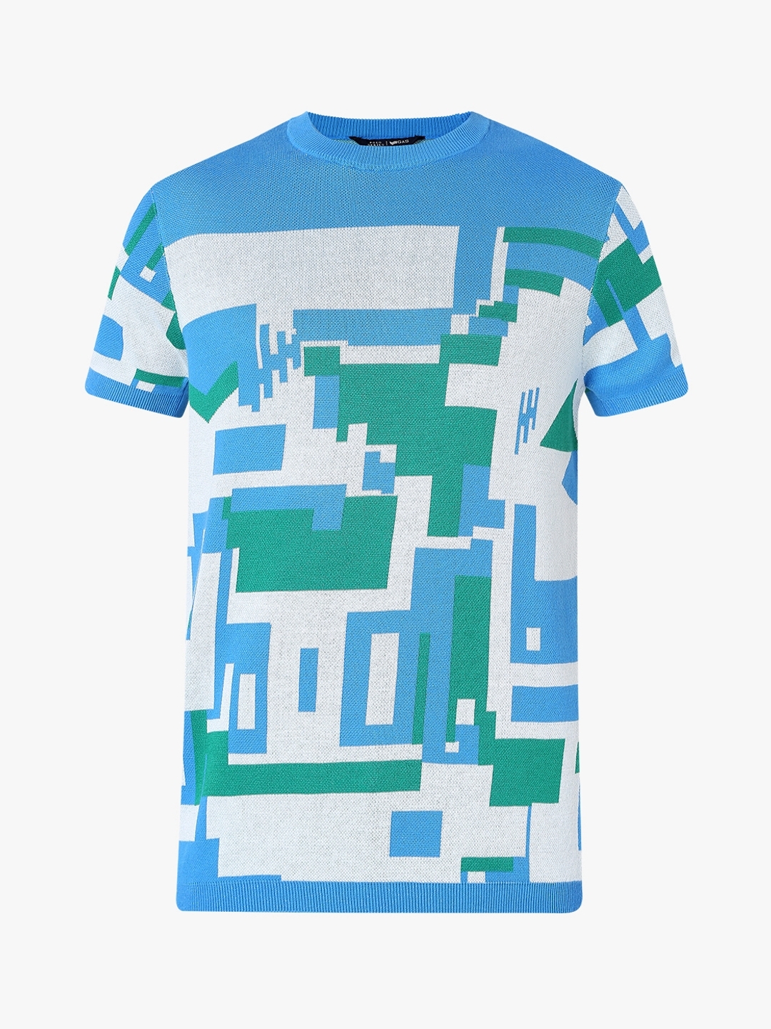Toon Geometric Print Slim Fit Crew-Neck T-Shirt