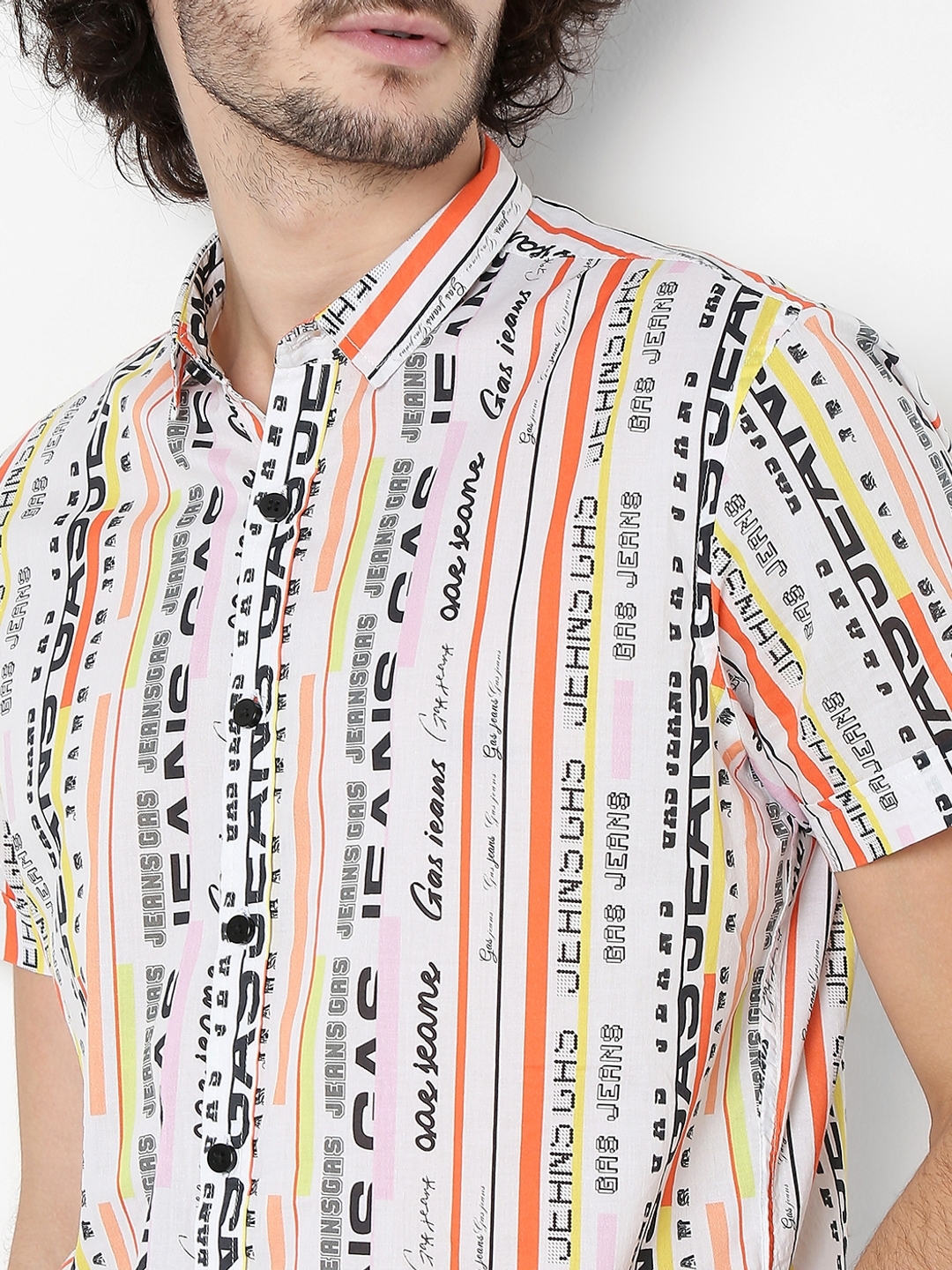 Sharp Typographic Print Slim Fit Shirt