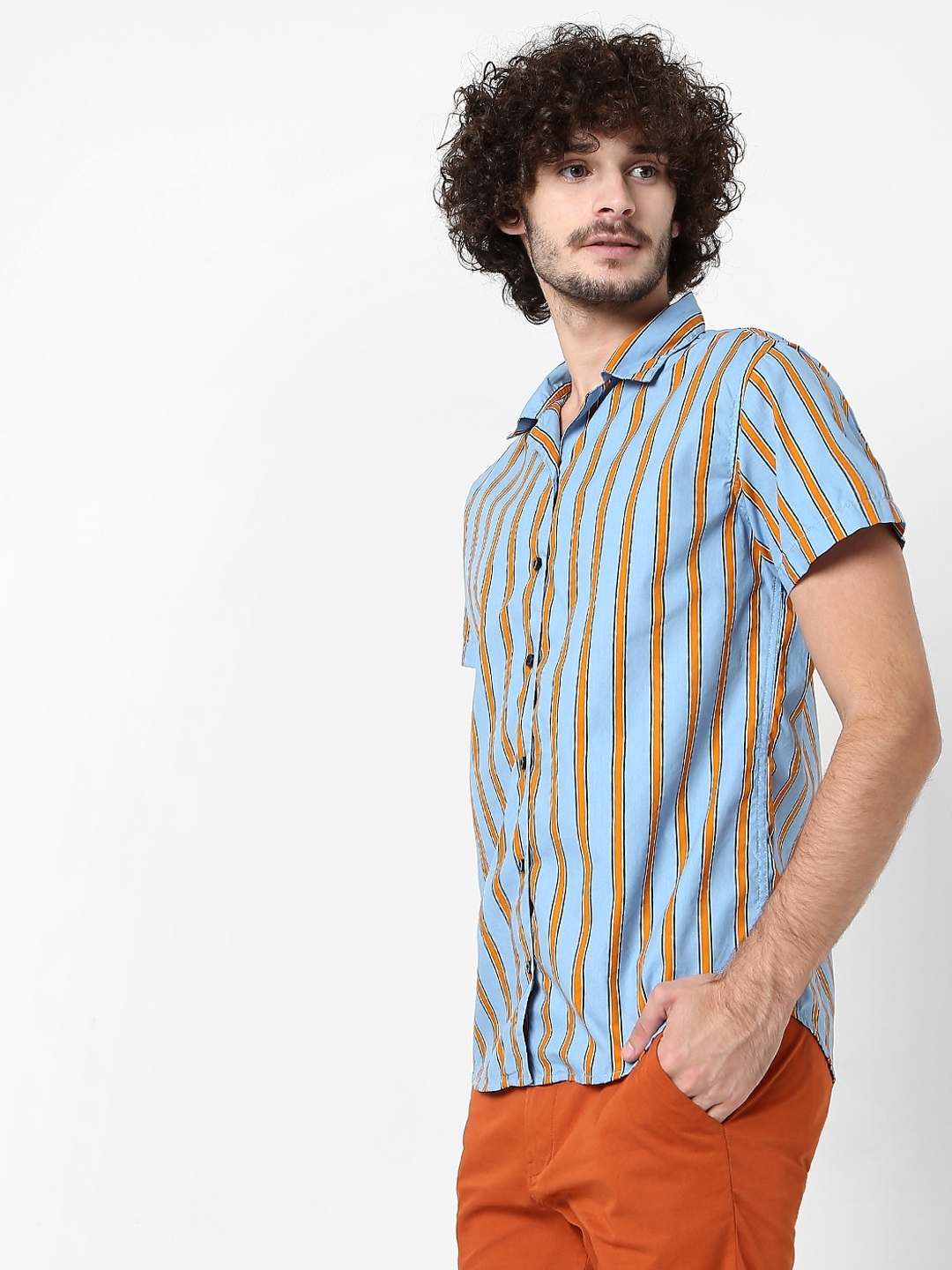 Striped Spread-Collar Slim Fit Shirt
