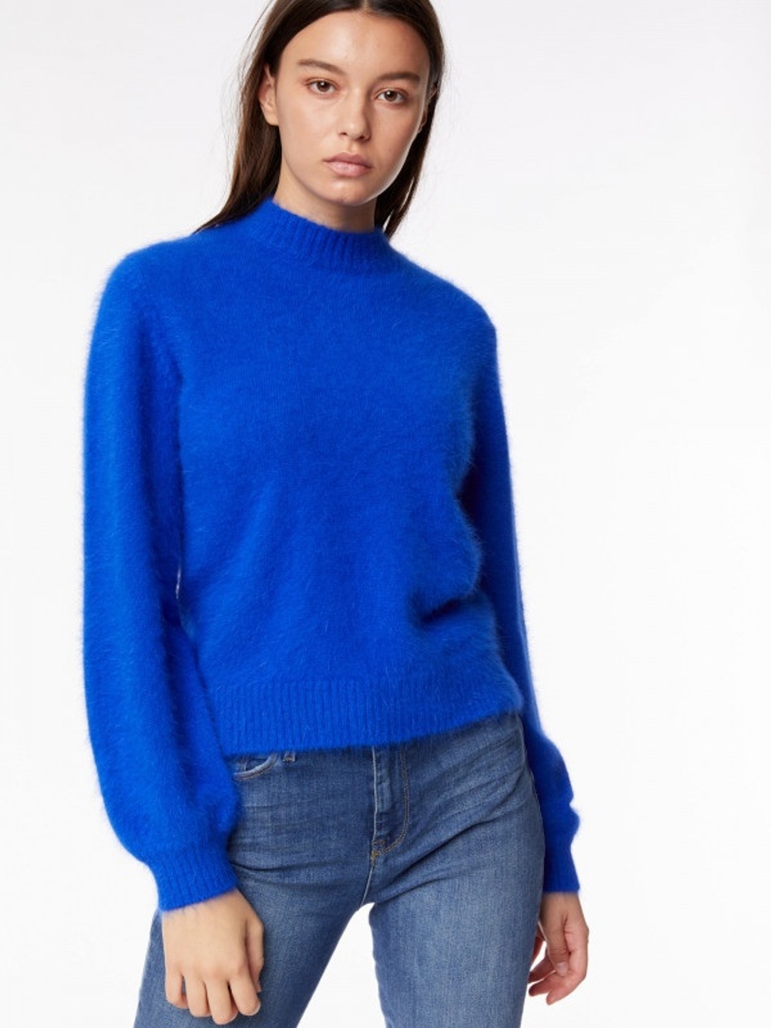 High-Neck Pullover with Cuffed Sleeves