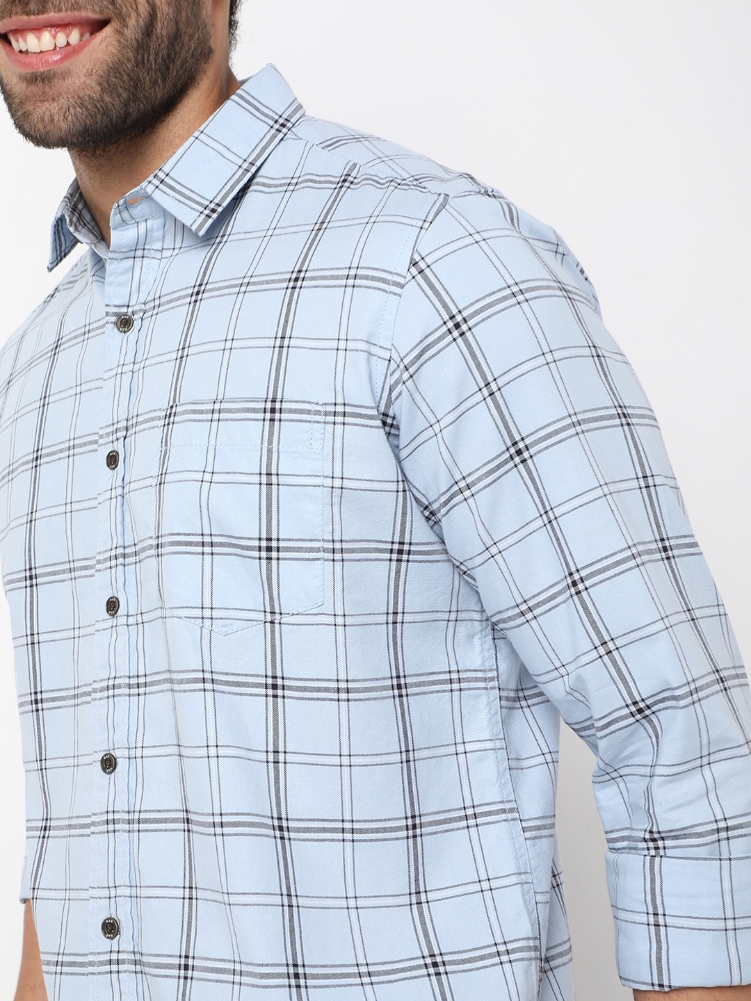 Regular Fit Sky Blue Cotton Shirt