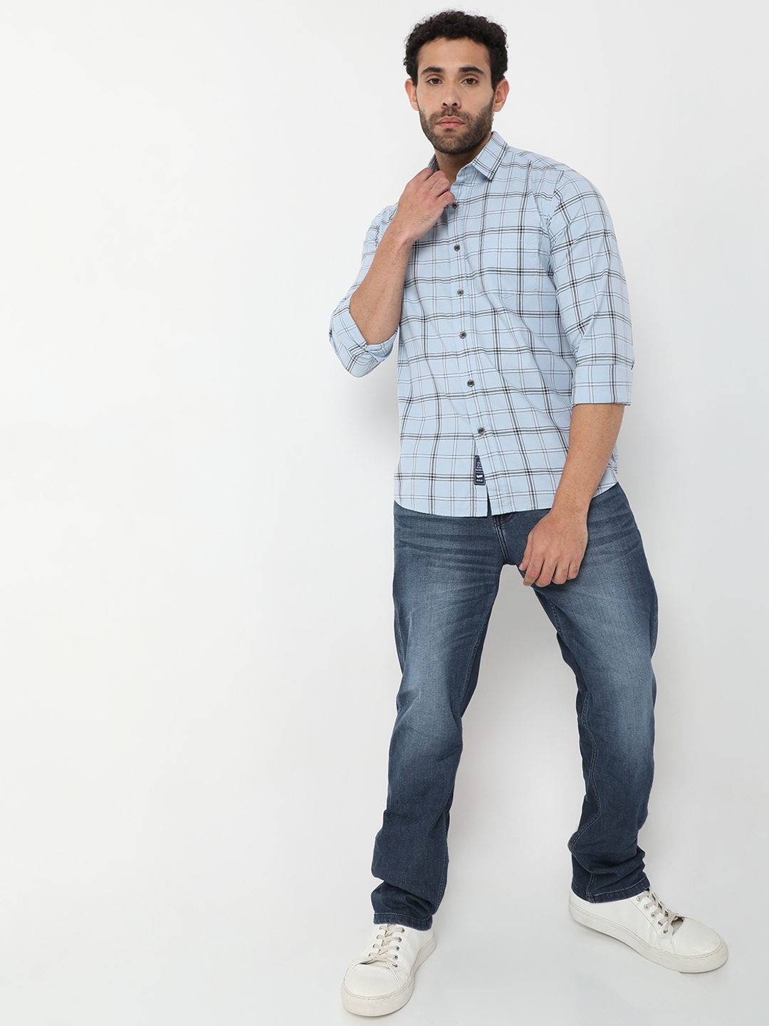 Regular Fit Sky Blue Cotton Shirt