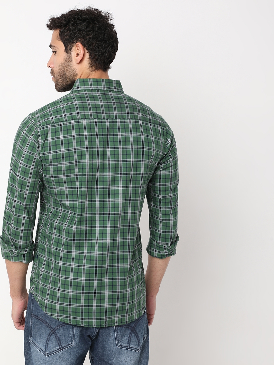 Regular Fit Green Cotton Shirt