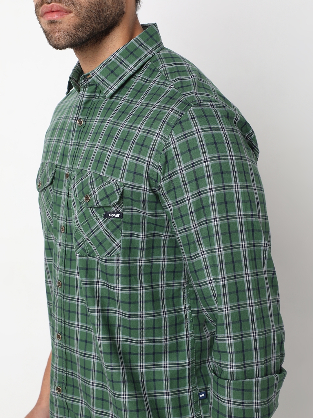 Regular Fit Green Cotton Shirt